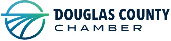 Logo of Douglas County Chamber. Features a circular design with stylized lines, and text that reads 