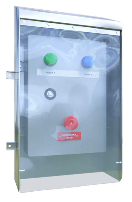 A stainless steel box with three buttons on it — FVS Airconditioning & Electrical Pty Ltd in Ryan, QLD