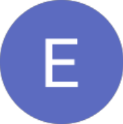 The letter e is in a blue circle on a white background.