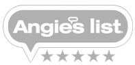 a logo for angie 's list with a speech bubble and five stars .