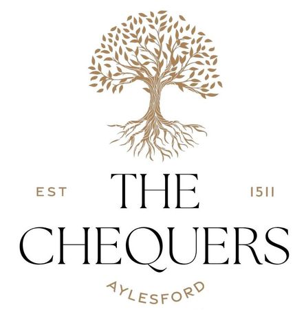 Logo for The Chequers pub in Aylesford, featuring a stylized tree with roots and text.