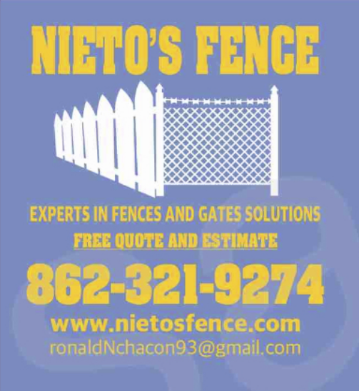 An ad for nieto 's fence experts in fences and gates solutions
