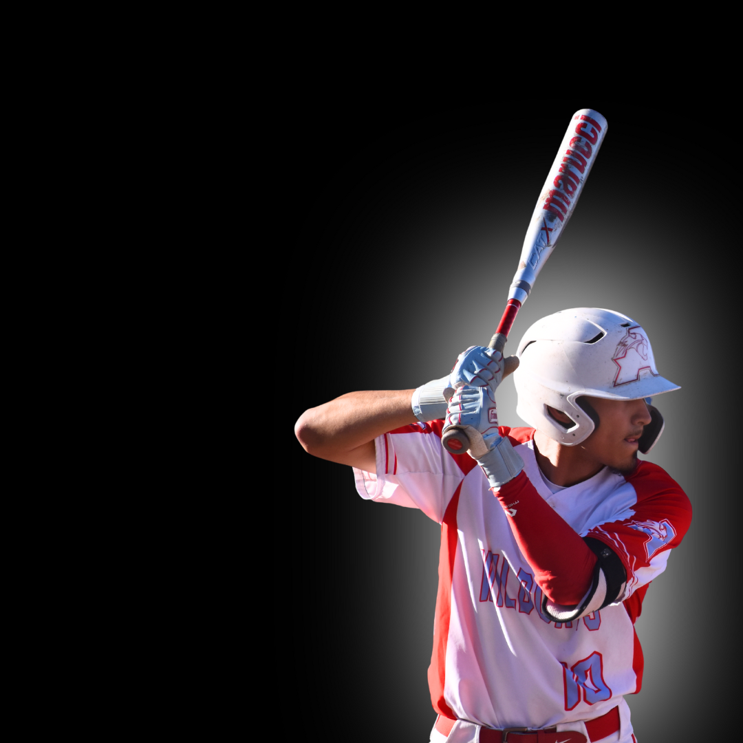 Baseball student swings bat