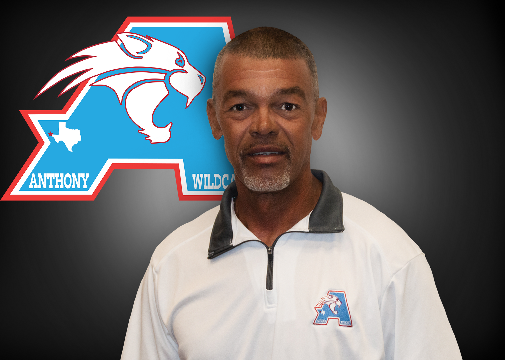 Demetrius Steel stands in front of Anthony Athletics logo.