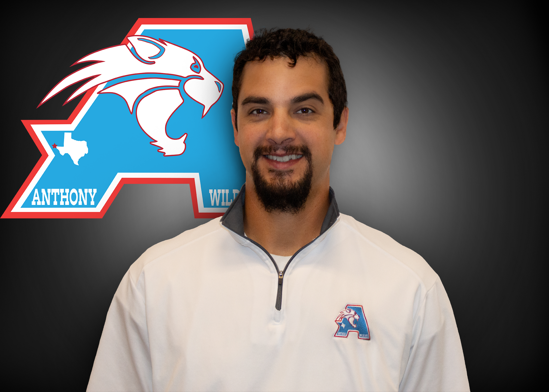 Francis Rayas stands in front of Anthony Athletics logo