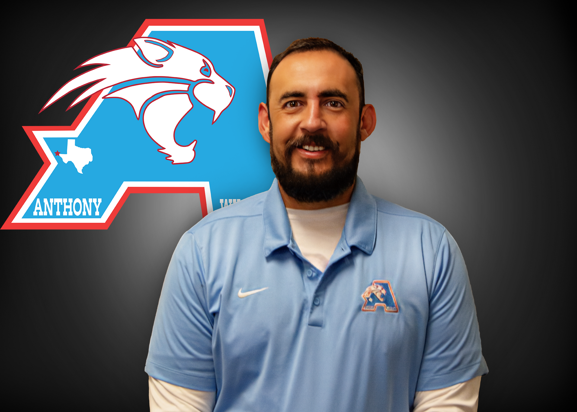 Michael Stephenson stands in front of Anthony Atheltics logo.