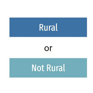 There are two buttons that say rural or not rural.