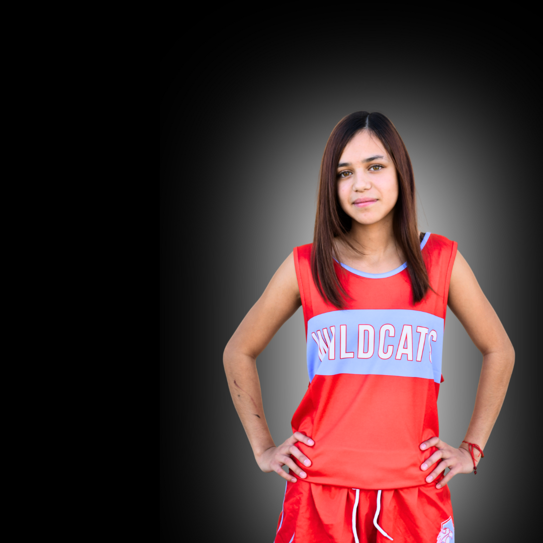Girl wearing track uniform