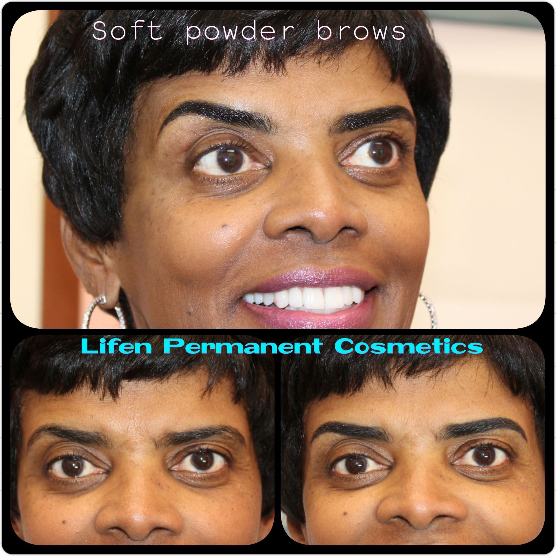 A woman with soft powder brows by lifen permanent cosmetics