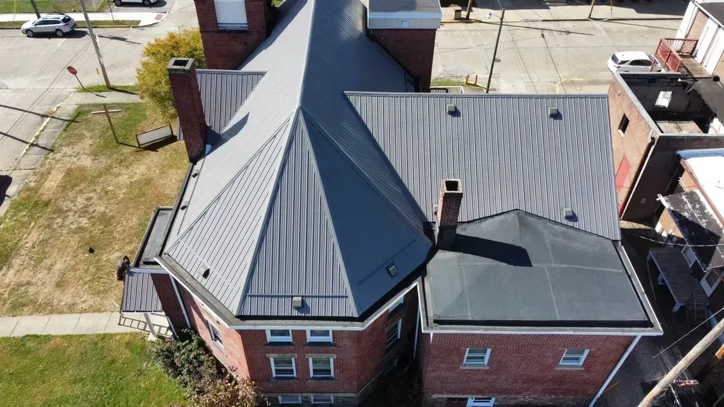 An Aerial View of A Brick Building with A Metal Roof - Salineville, OH - Eastern Ohio Builders LLC