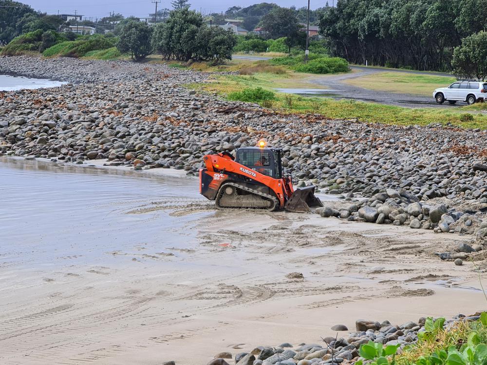 Bulldozer Piling Rocks — Projects in Coopernook, NSW