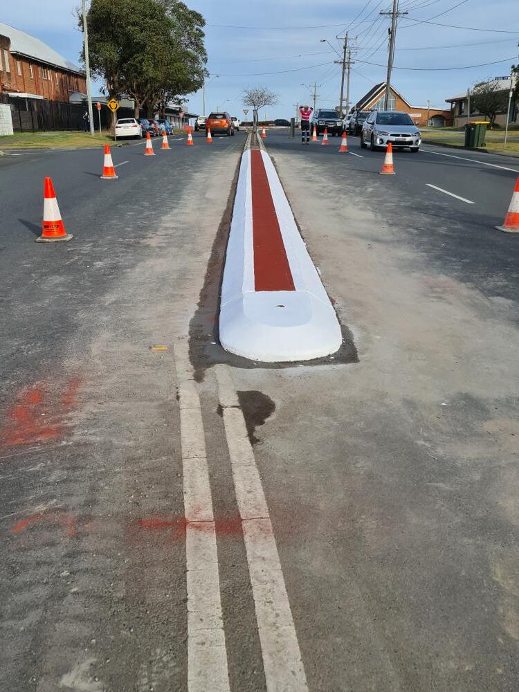 New Raised White Road Barrier — Projects in Coopernook, NSW