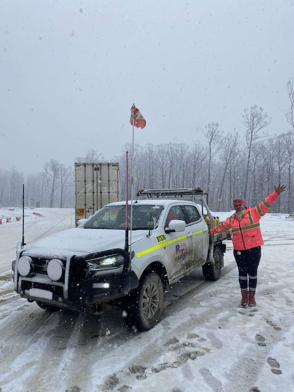 Traffic Controller working in the snow