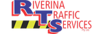 A logo for riverina traffic services is shown on a white background