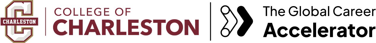 College of Charleston logo next to The Global Career Accelerator text and a black chevron-style icon.