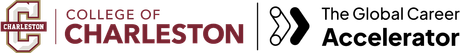 College of Charleston logo next to The Global Career Accelerator text and a black chevron-style icon.