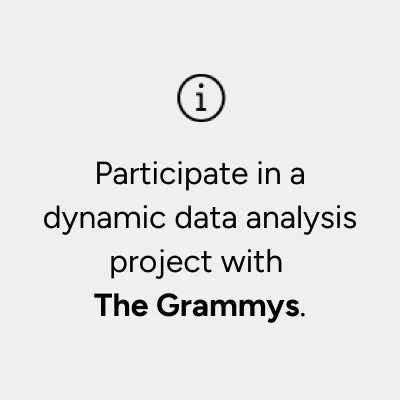 text: Participate in a dynamic data analysis project with The Grammys.