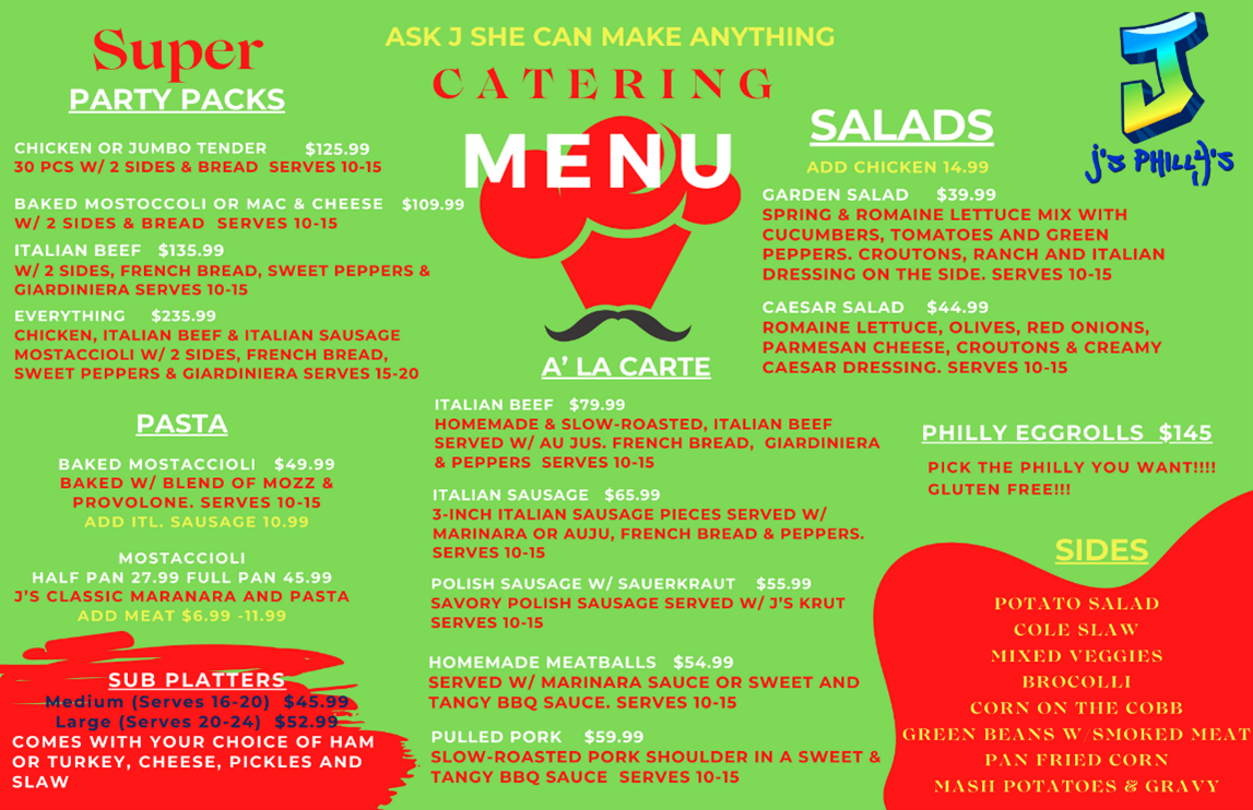 Catering Menu — Midlothian, IL — Coaches Sports Bar & Grill
