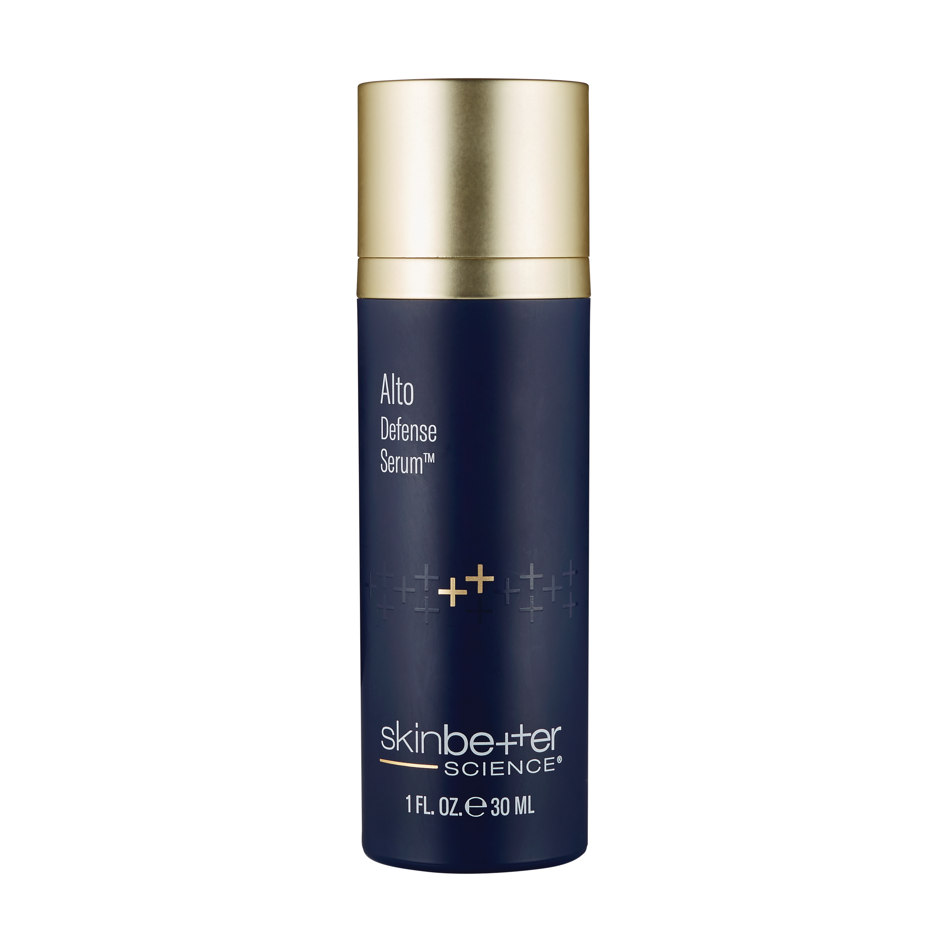 Blue and gold skincare bottle labeled 