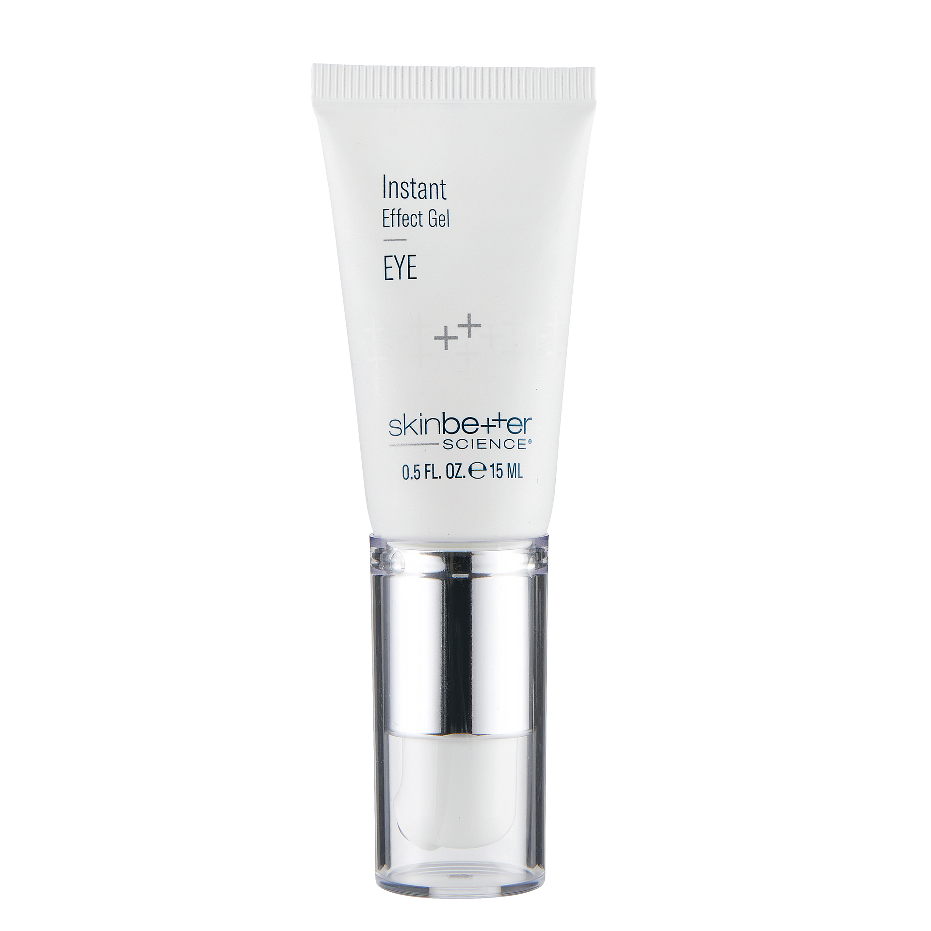 White eye cream tube with silver cap, labeled 