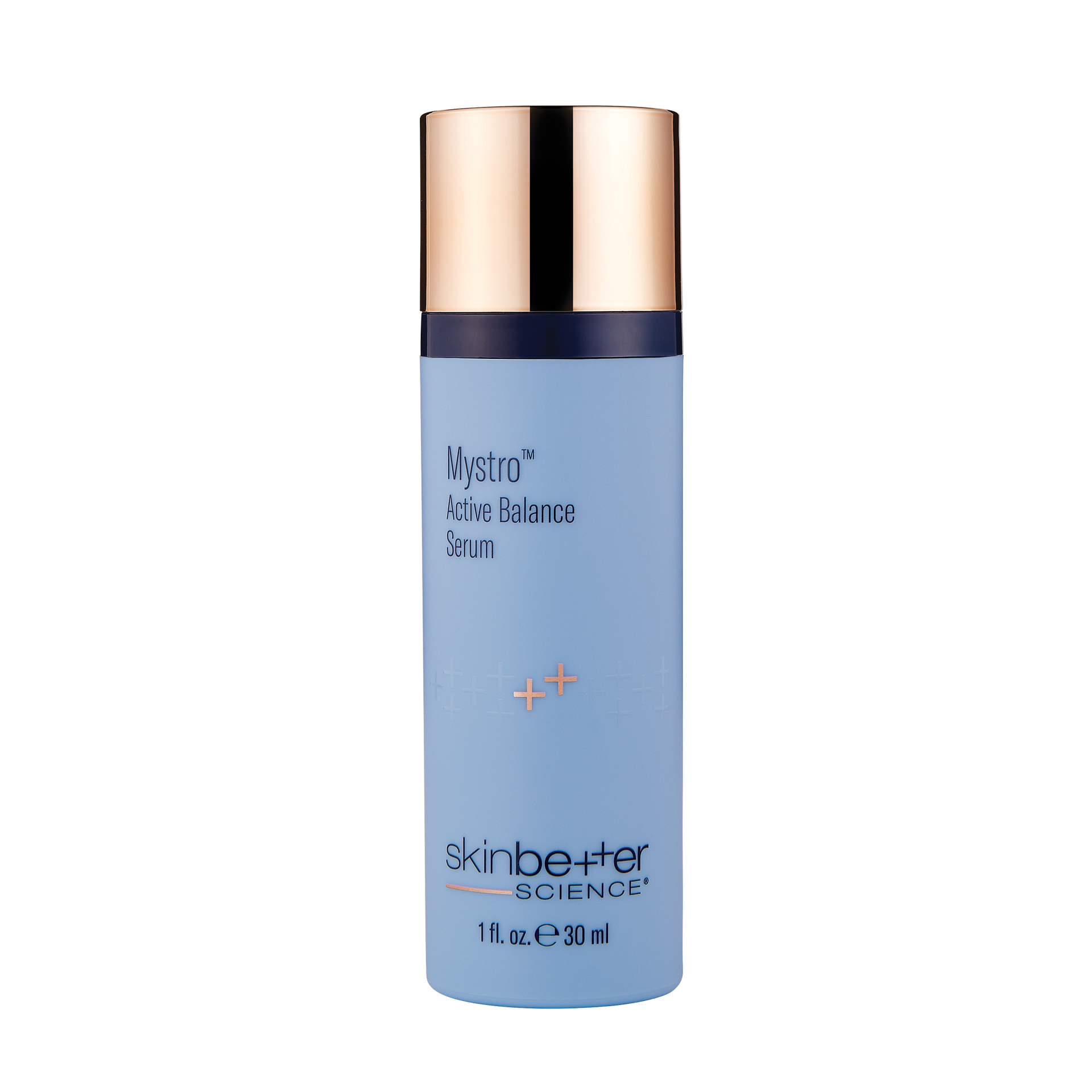 Blue and gold skincare serum bottle with 