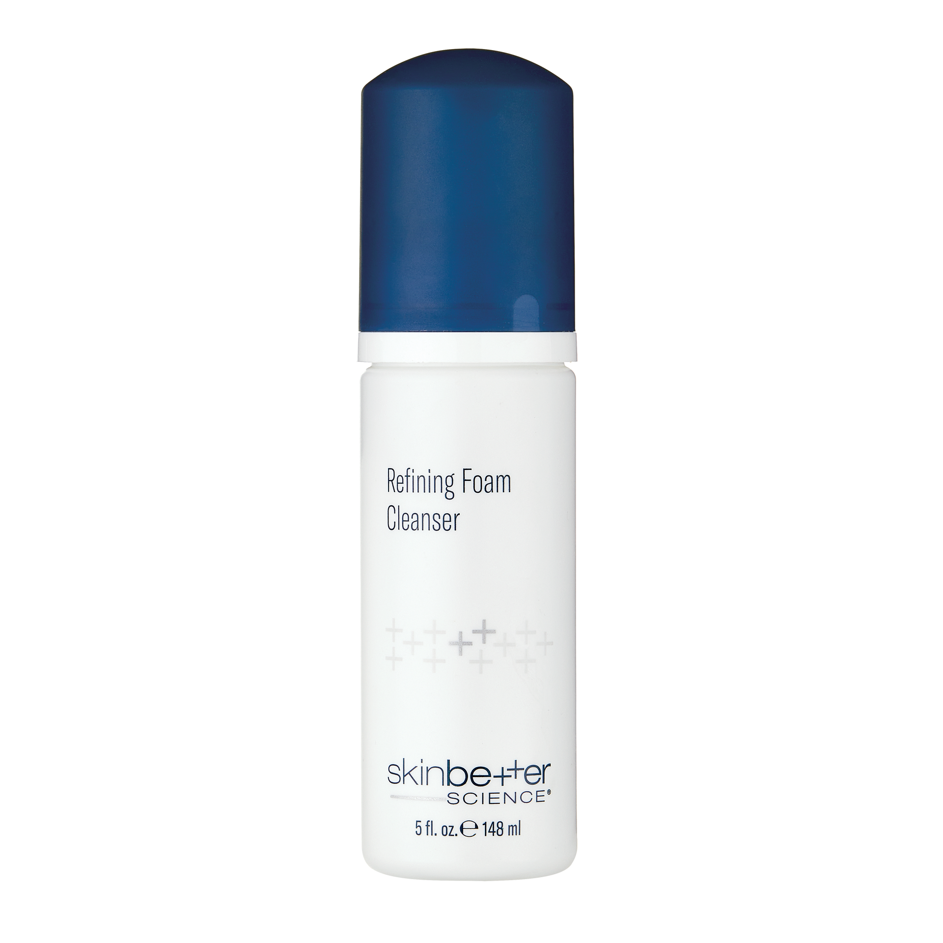 White skincare bottle with blue cap, labeled 