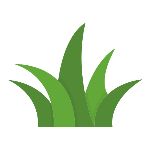 A green grass icon in a flat style on a white background.