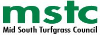 The logo for the mid south turfgrass council is green and white.