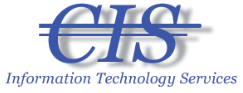 a blue and white logo for information technology services