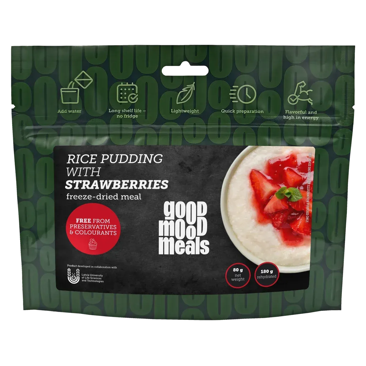 Rice pudding with strawberries