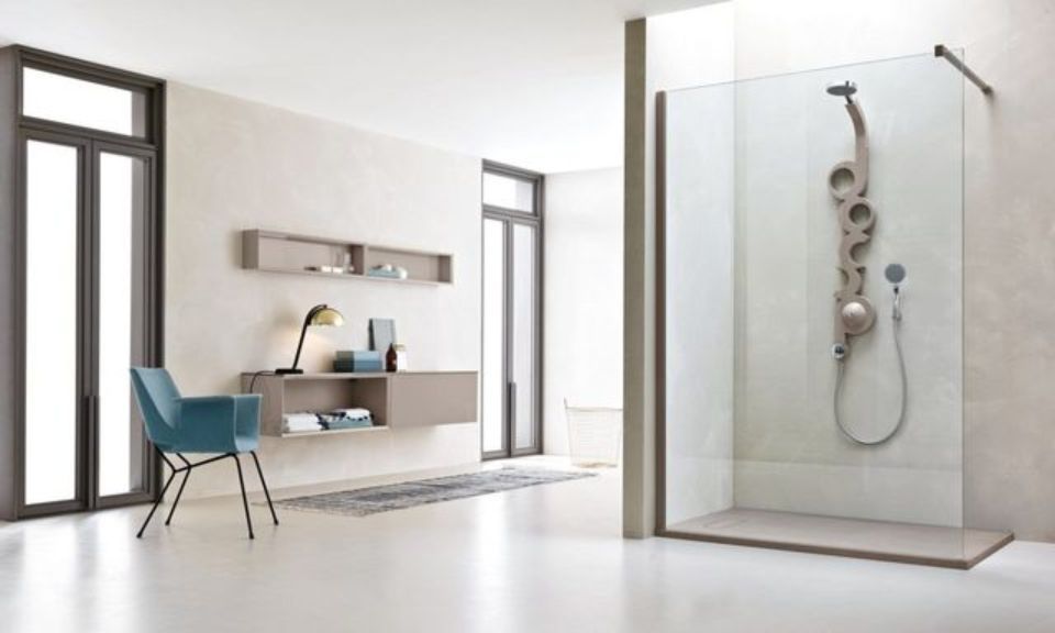 bagno con box doccia minimale