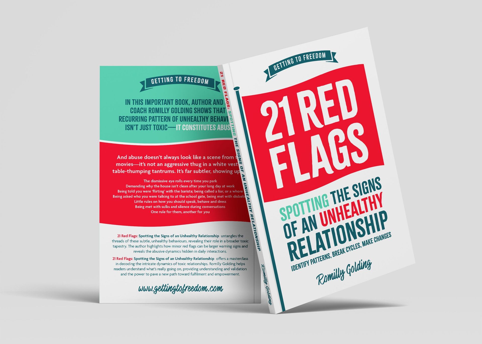 A book titled 21 red flags spotting the signs of an unhealthy relationship