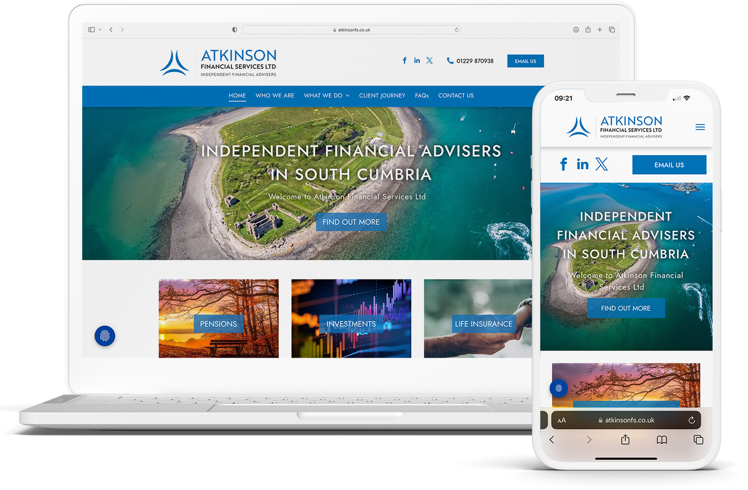 A laptop and a cell phone are displaying a website.