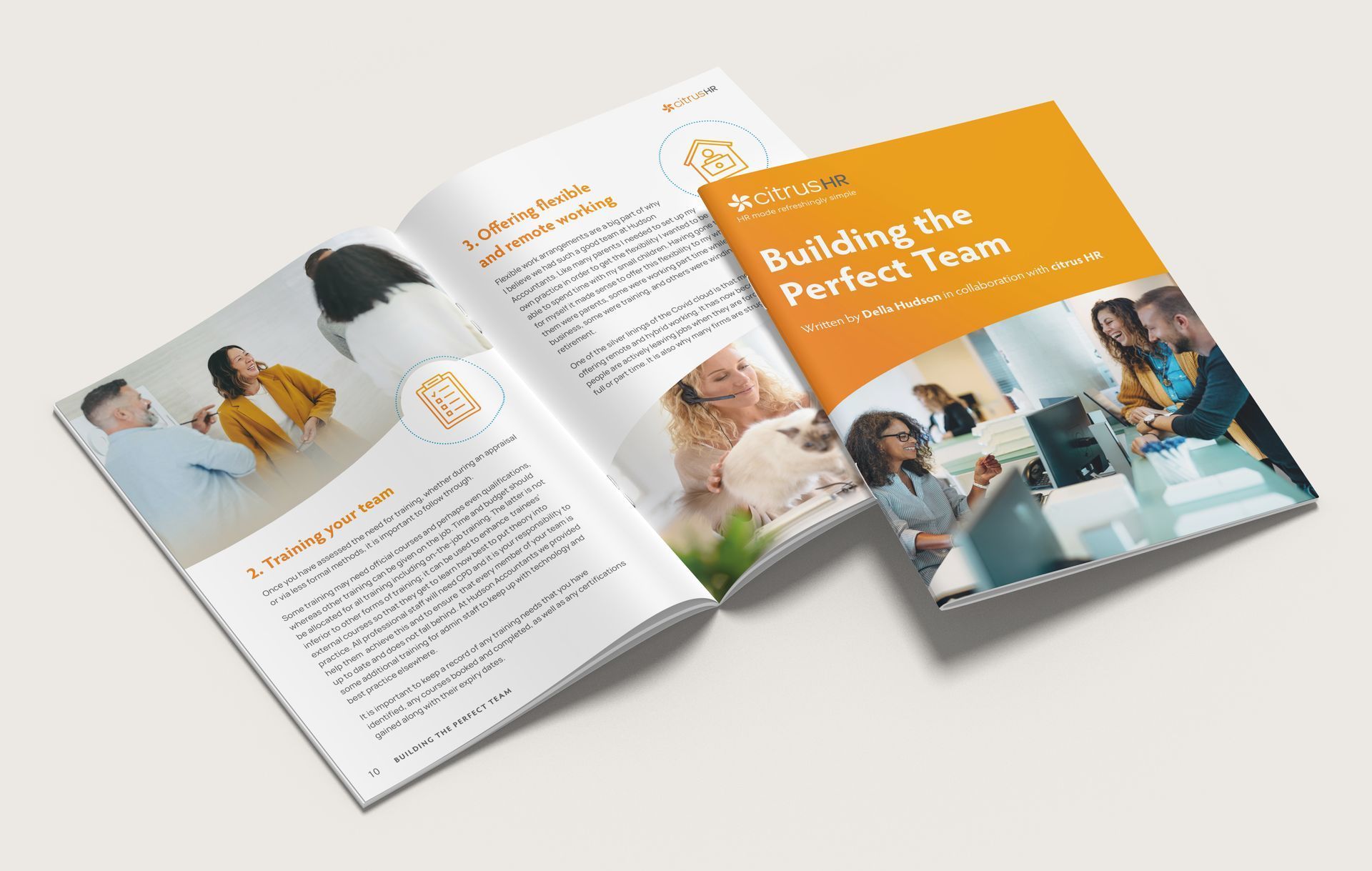 A book is open to a page about building the perfect team.