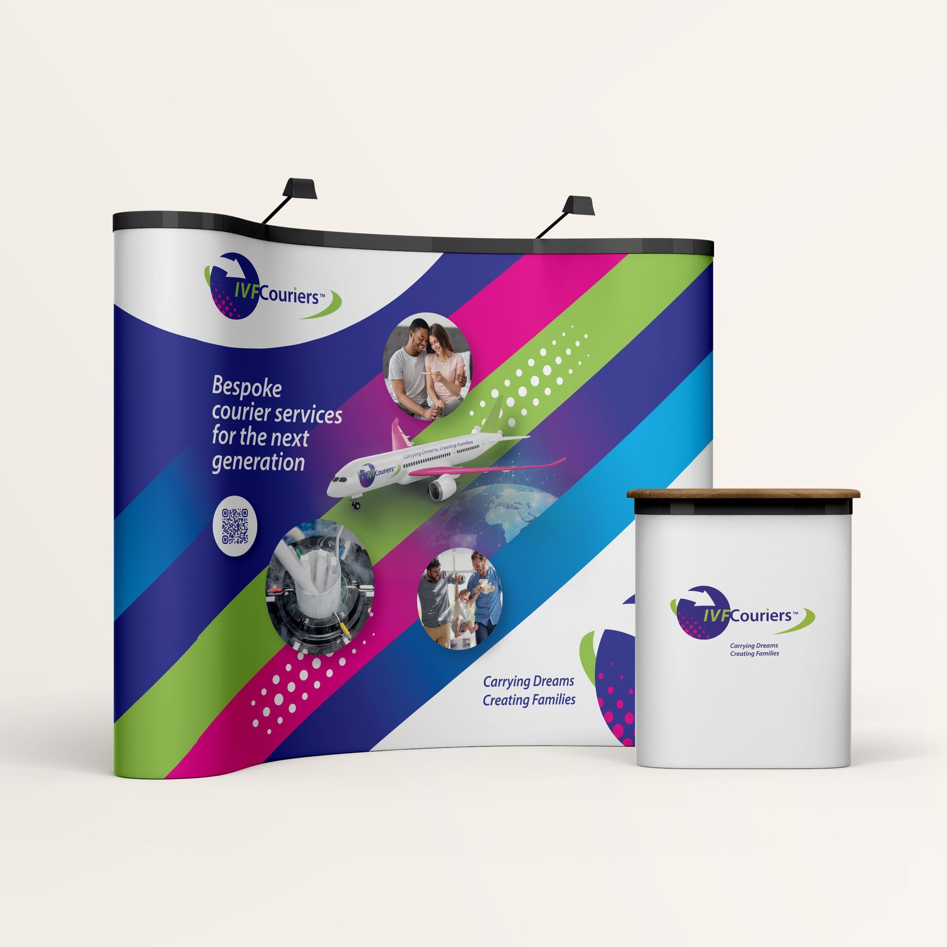 A colorful display with an airplane on it