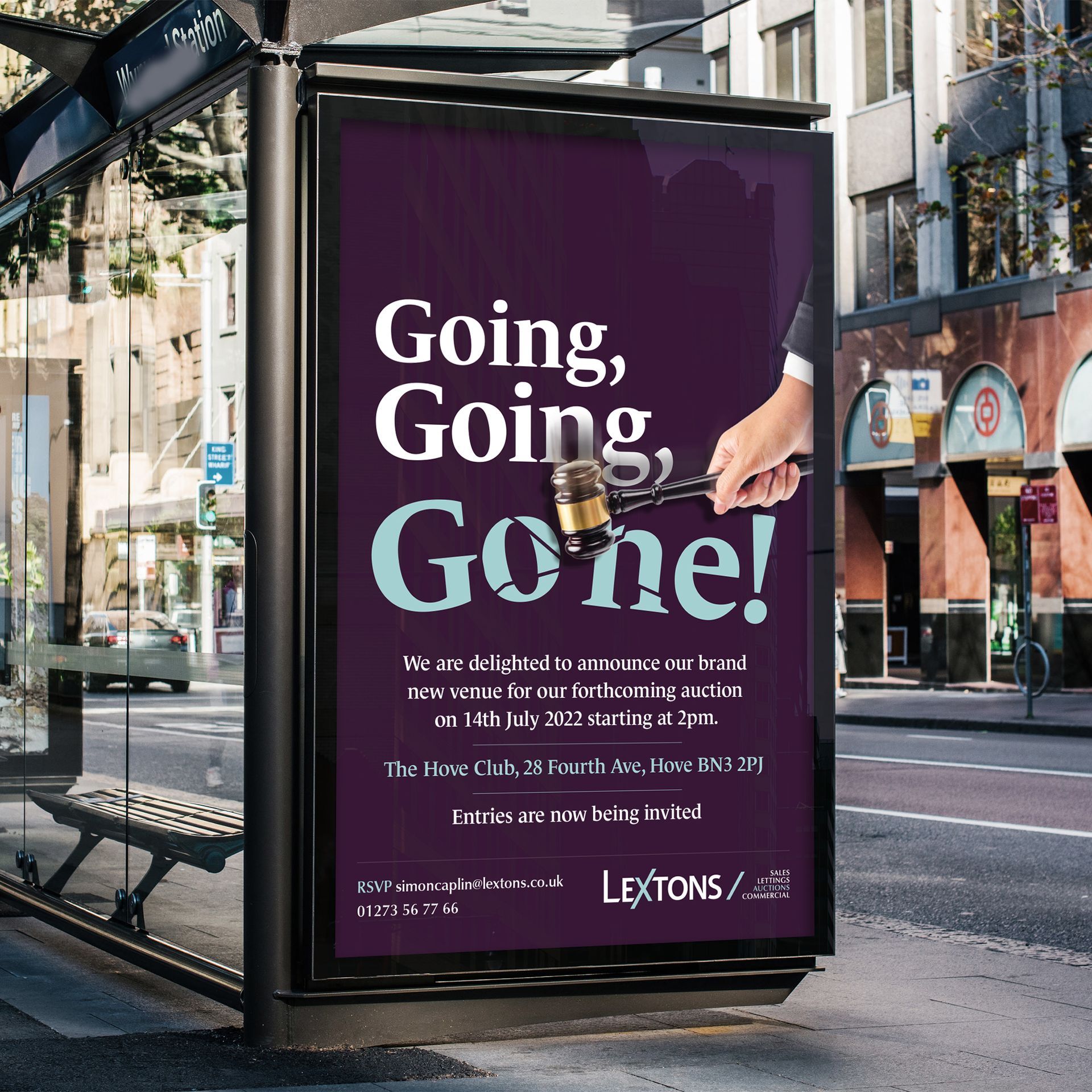 A billboard that says going going gone on it