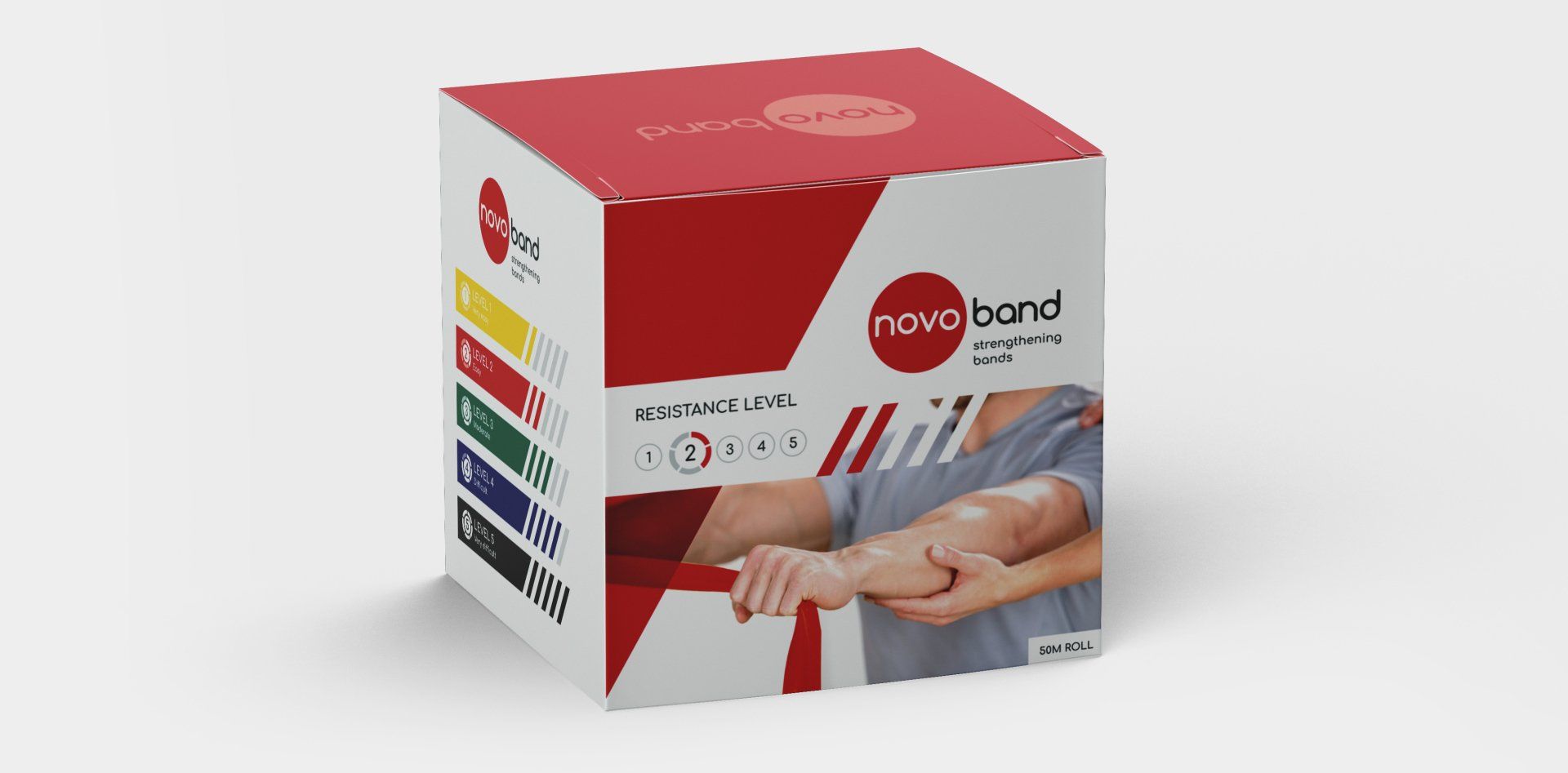 A box with a picture of a person holding another person 's hand on it.