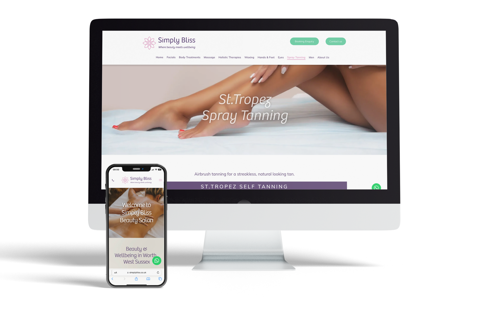 Website design for Beauty Salon in Crawley West Sussex
