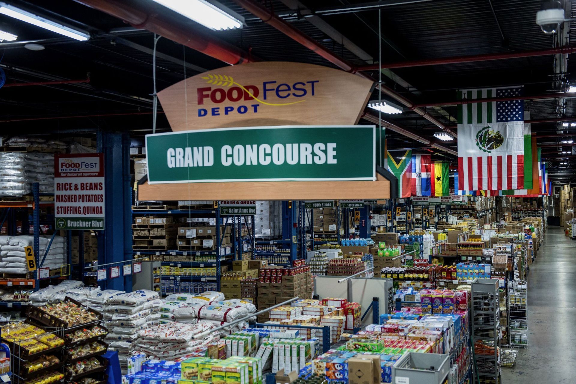 A grocery store with a sign that says grand concourse