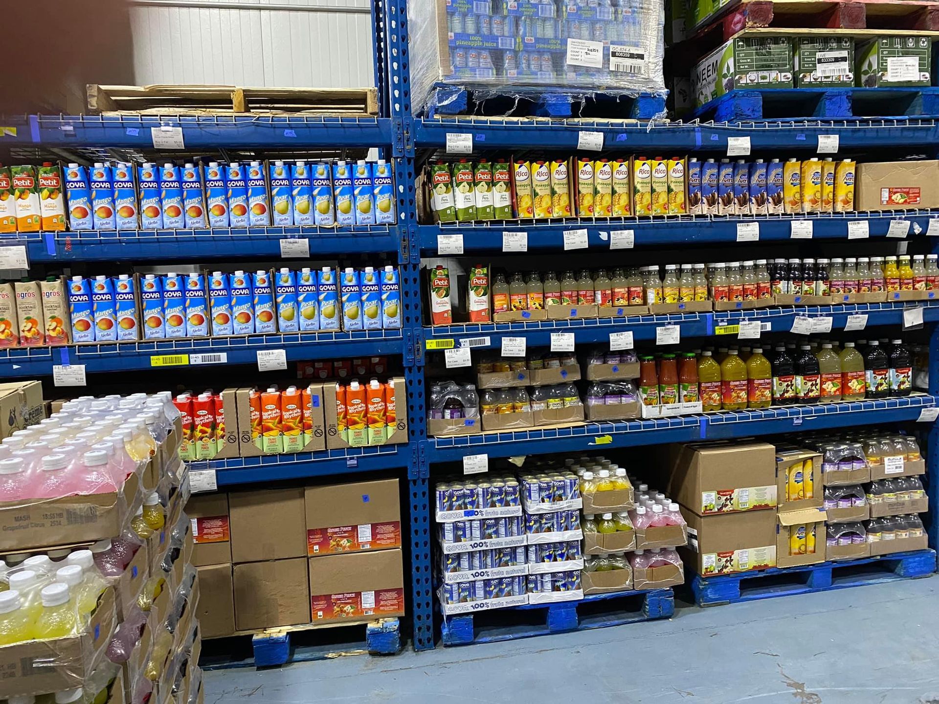A warehouse filled with lots of bottles and cartons