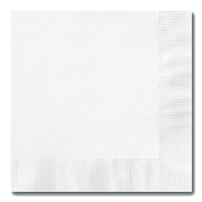 A close up of a white napkin on a white background.