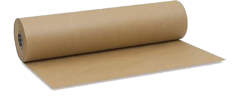 A roll of brown paper is sitting on a white surface.