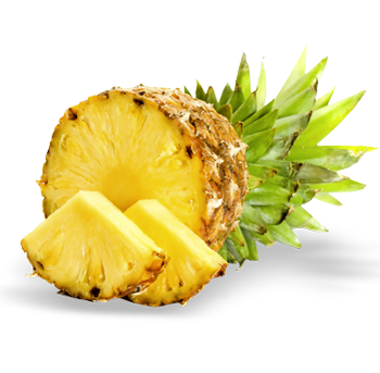 A pineapple sliced in half on a white background