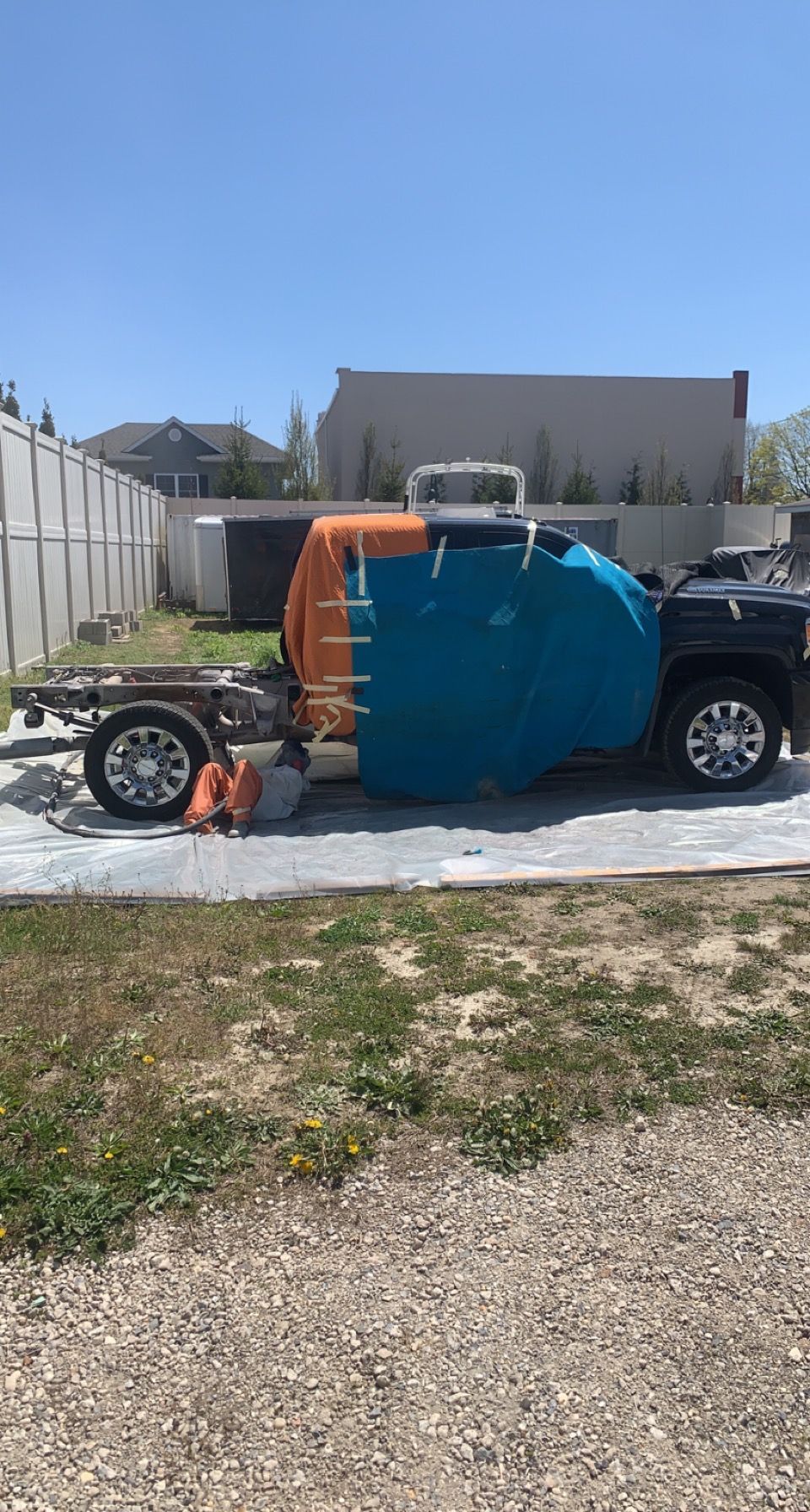 Removing rust from an old truck that is being restored