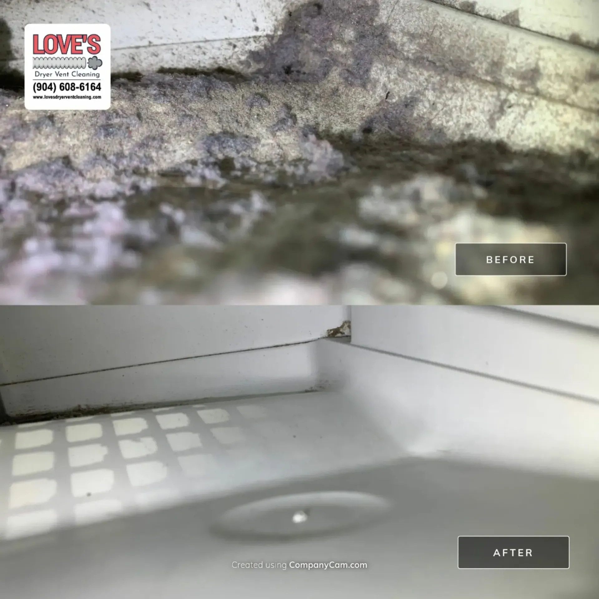 Love's Dryer Vent Cleaning - A before and after picture of a home 's duct cleaning service