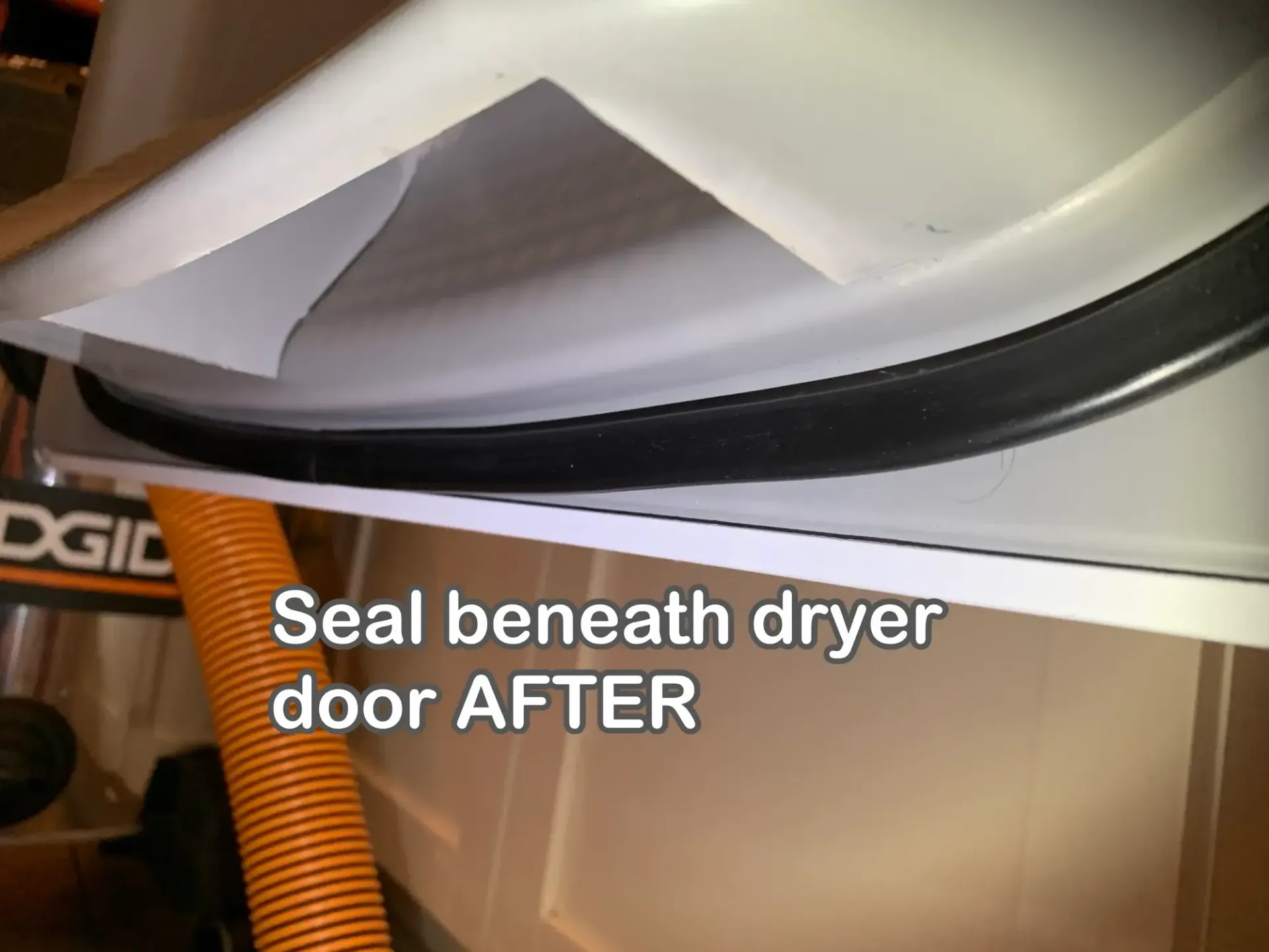 Love's Dryer Vent Cleaning - A picture of a seal beneath a dryer door