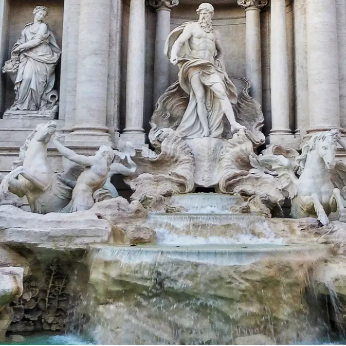 The Trevi fountain in Rome, Italy - exquisite marble statues 