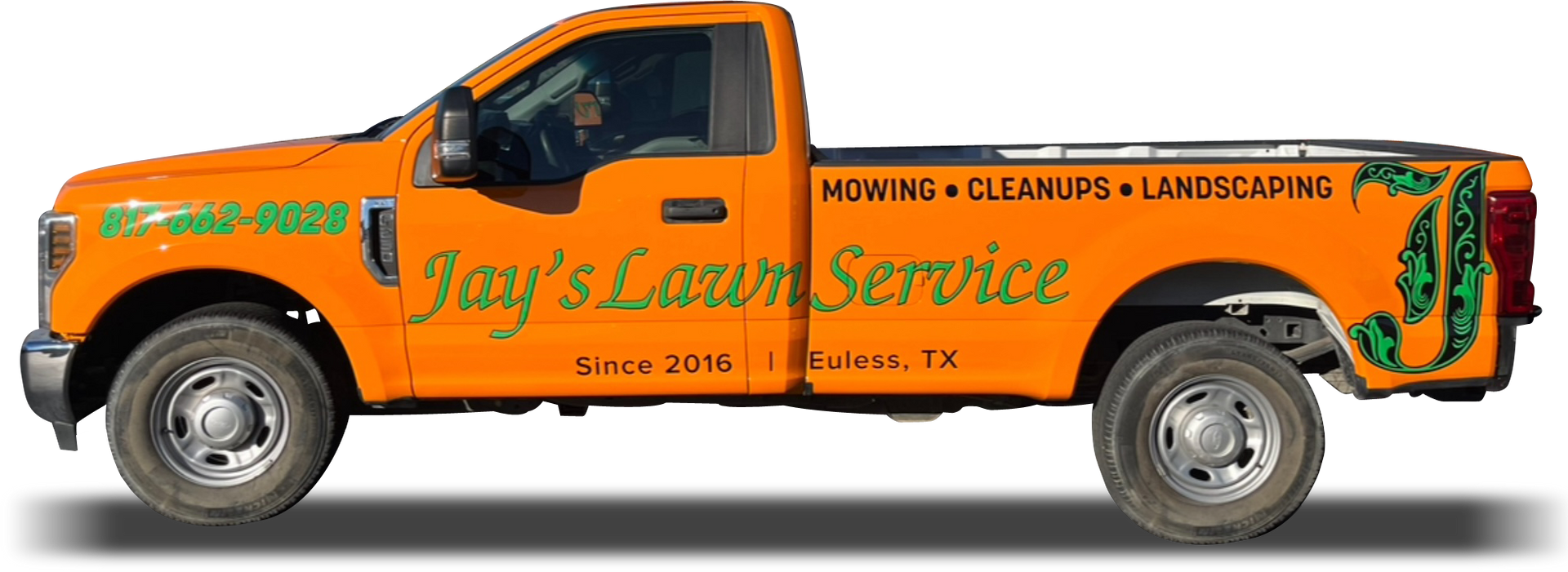 Orange pickup truck
