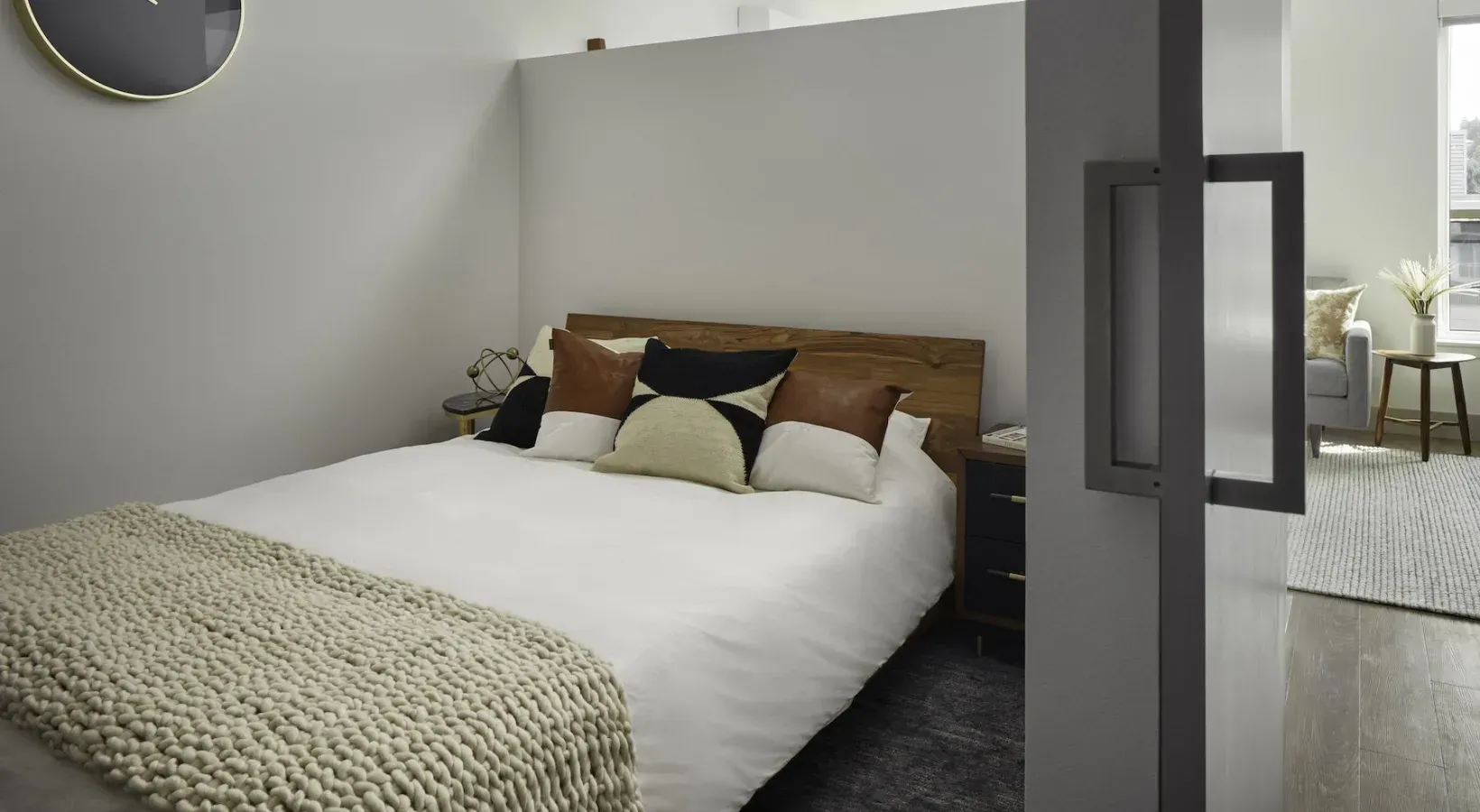 Bedroom at Kirkland Urban in Kirkland, WA.