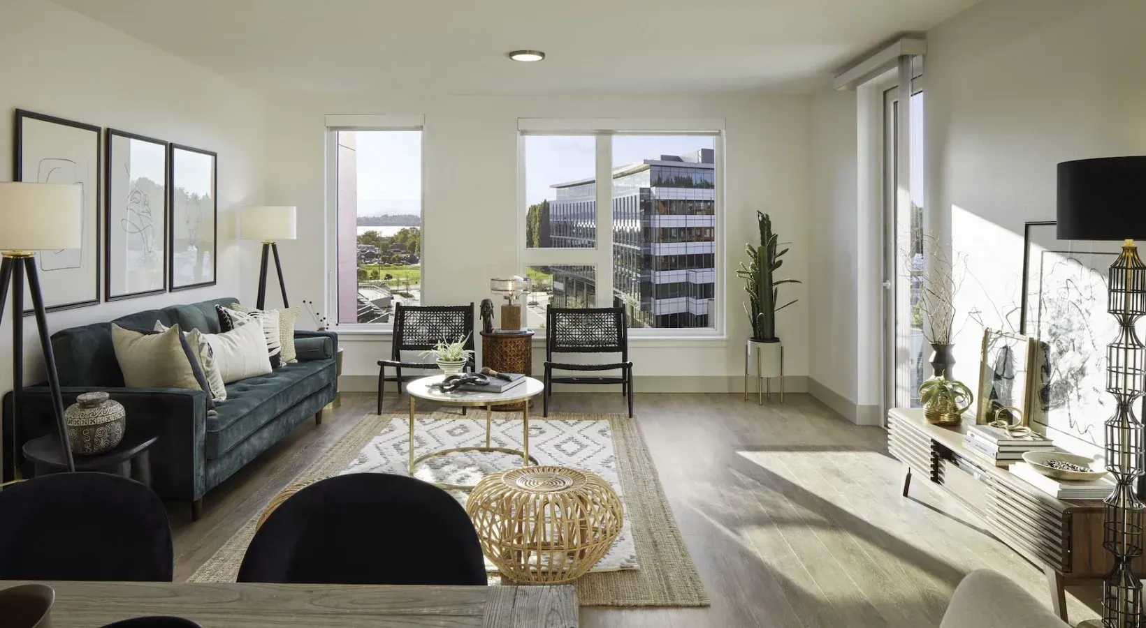 Living room at Kirkland Urban in Kirkland, WA.